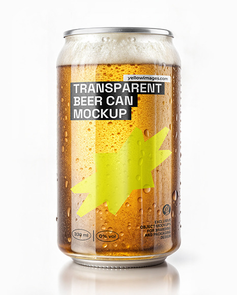 Transparent Beer Can with Condensate Mockup