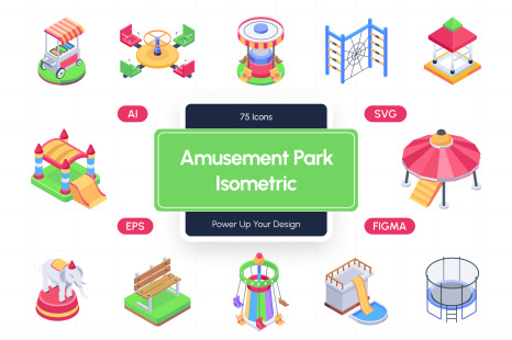 Amusement Park Isometric Icons