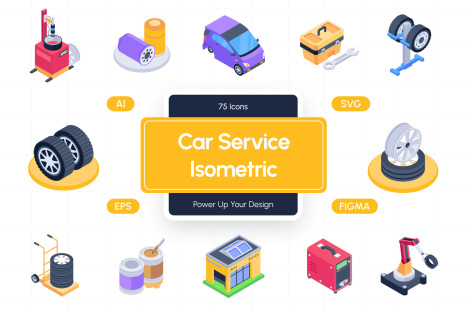 Car Service Isometric Icons