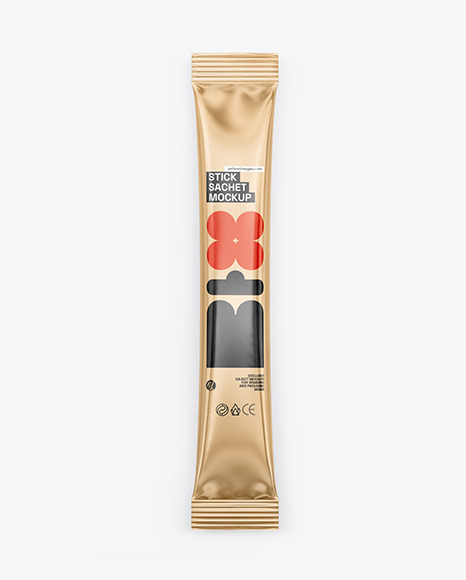 Glossy Metallic Stick Sachet Mockup