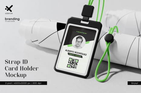 Strap ID Card Holder Mockup