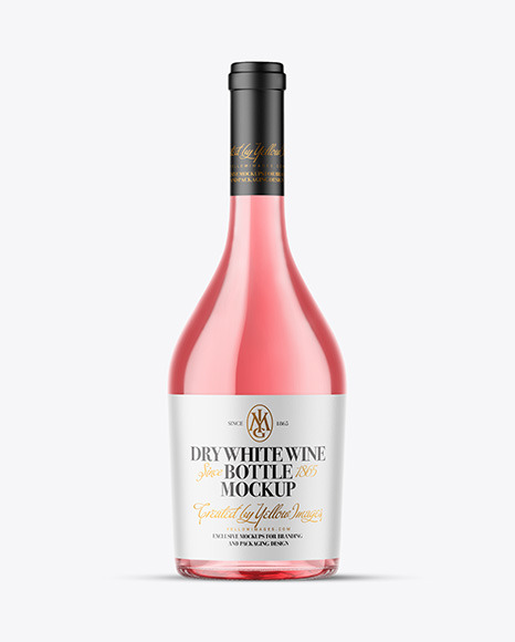 Clear Glass Pink Wine Bottle Mockup