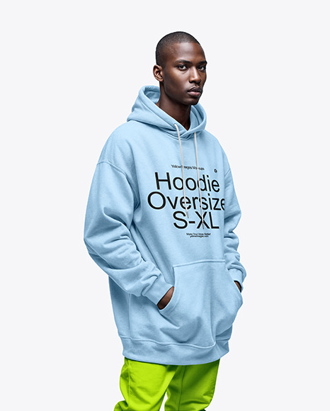 Man Wearing an Oversize Hoodie with Kangaroo Pocket Mockup