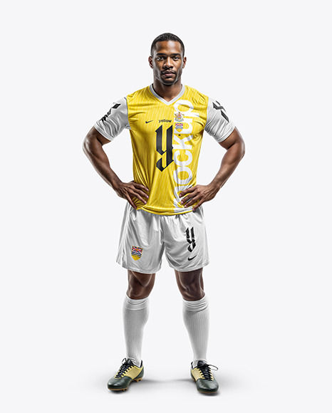 A Black Man Wearing a Full Soccer Kit Mockup