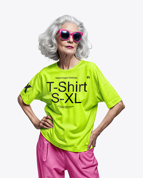 Woman Wearing an Oversize T-Shirt and Sunglasses Mockup