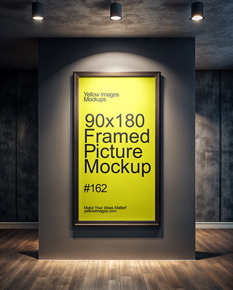 Big Poster with Wooden Frame in Exhibition Gallery Mockup