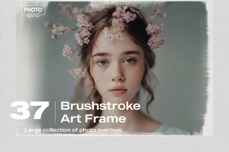 37 Brushstroke Art Frame Effect JPG and PNG Photo Overlays