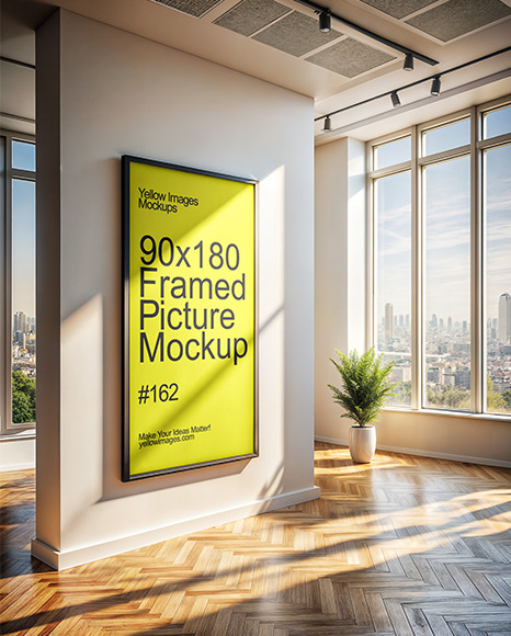 Big Framed Poster in Exhibition Gallery Mockup