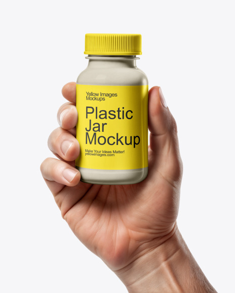 Plastic Pill Bottle in a Hand Mockup