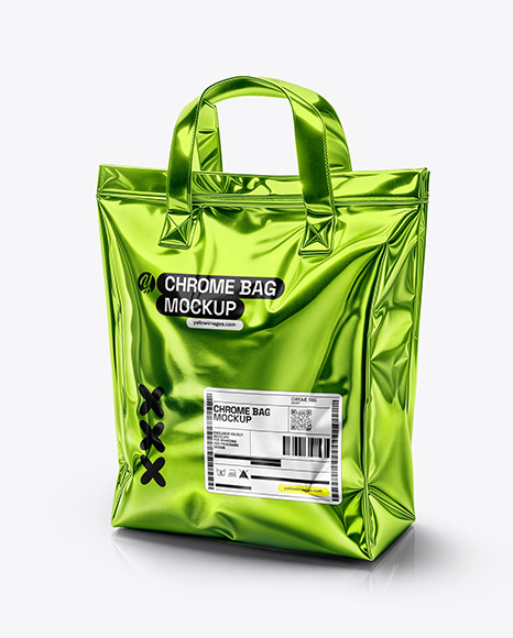 Metallized Bag with Handles Mockup - Half Side View