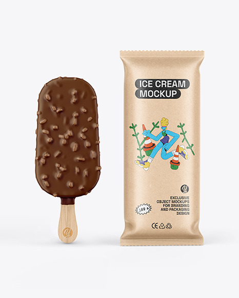 Kraft Flow Pack W/ Ice Cream Mockup