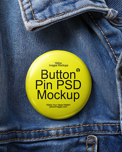 Pin-Back Button on a Denim Jacket Mockup