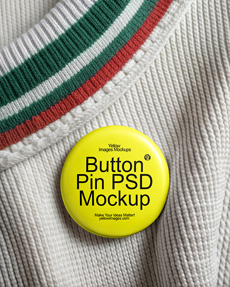Pin-Back Button on a Sweater Mockup