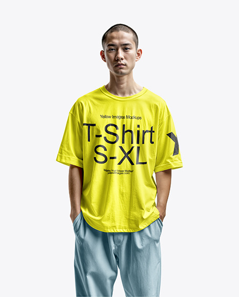 Man Wearing an Oversize T-shirt and Pants Mockup