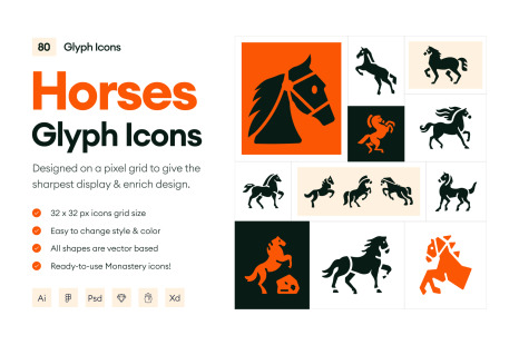 Glyph Horses Icons