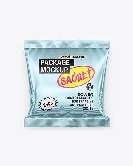 Glossy Metallic Sachet Mockup