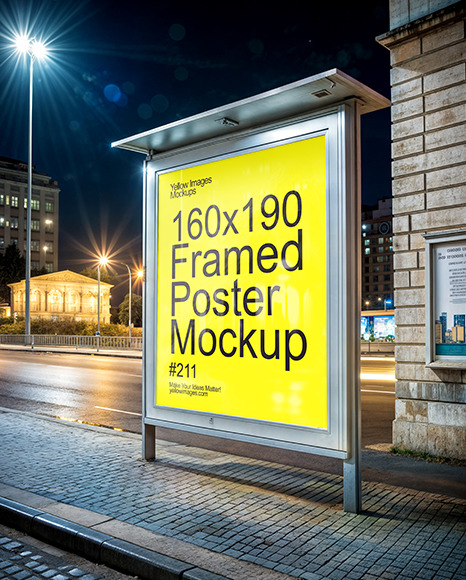 Advertising Framed Poster on a Sidewalk Mockup