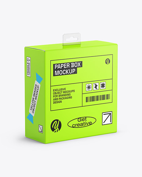 Glossy Paper Box w/ Hang Tab Mockup