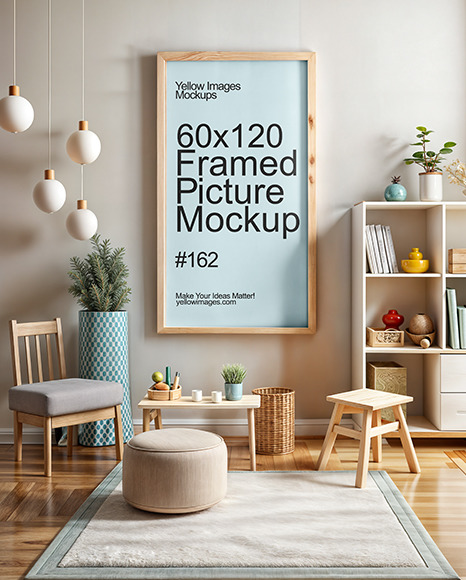 Poster with Wooden Frame in a Children&#039;s Room Mockup