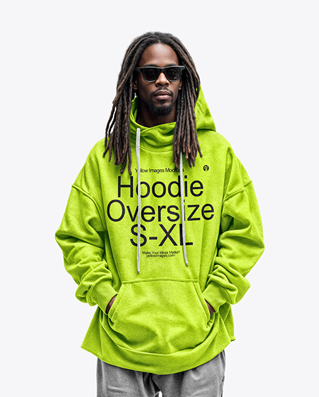 Man with Dreadlocks Wearing an Oversize Hoodie Mockup
