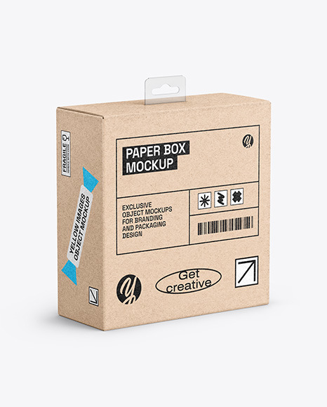 Kraft Paper Box w/ Hang Tab Mockup