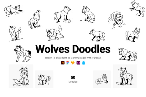 Doodle Wolves Icons