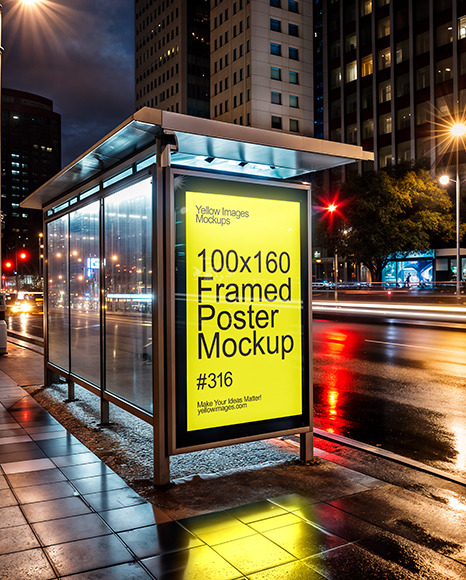 Advertising Light Poster on a Bus Stop Mockup
