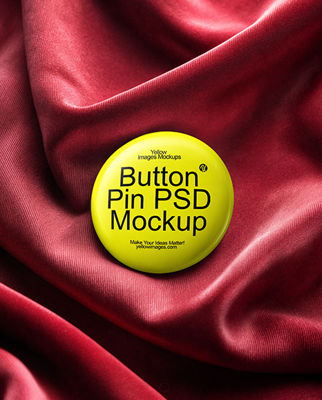 Pin-Back Button on a Red Wavy Velvet Fabric Mockup