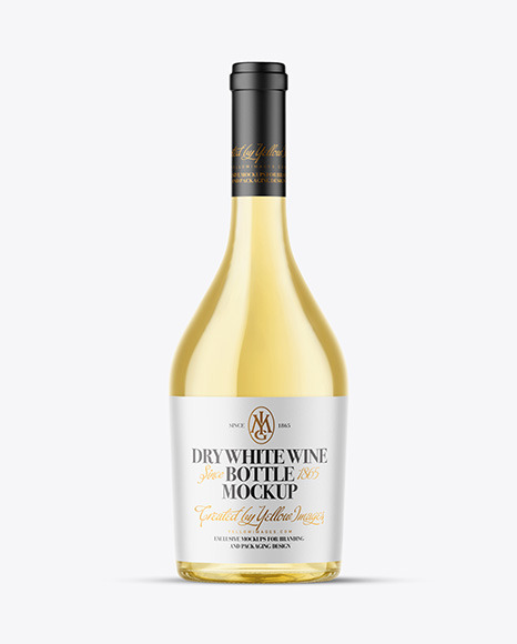 Clear Glass White Wine Bottle Mockup