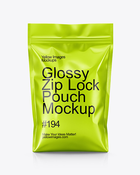 Glossy Plastic Stand-up Pouch with Zip Lock Mockup