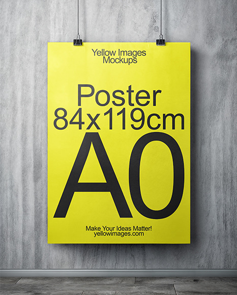 Big Hanging Poster with Binder Clips Mockup