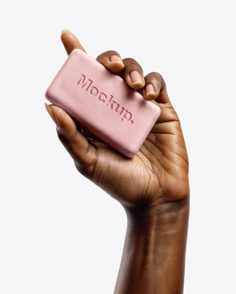 Black Woman&#039;s Hand Holding a Soap Bar Mockup