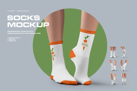 7 Mockups Medium  Socks on the Woman Legs