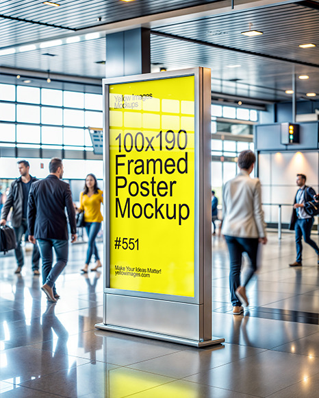 Advertising Light Box Poster in Airport Interior Mockup