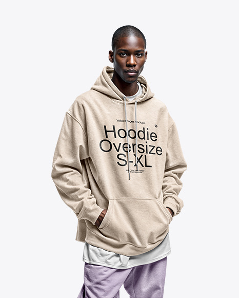 Man Wearing an Oversize Hoodie with Kangaroo Pocket Mockup