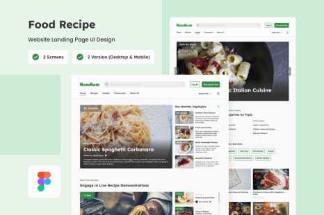NomNom - Food Recipe Landing Page
