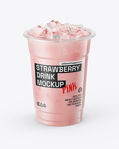Iced Strawberry Drink Cup Mockup