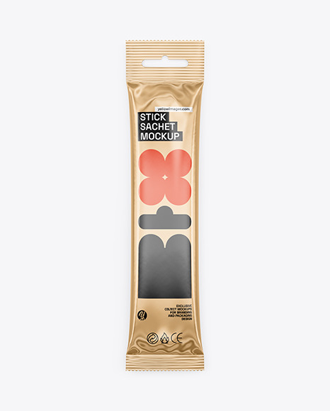Glossy Metallic Stick Sachet Mockup