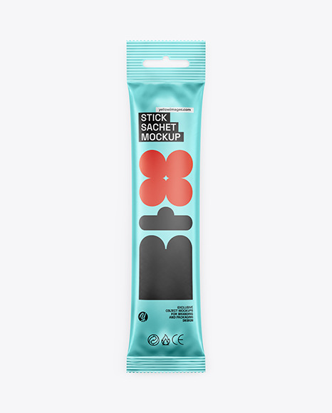 Matte Metallic Stick Sachet Mockup