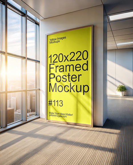 Big Framed Poster in Exhibition Gallery Mockup