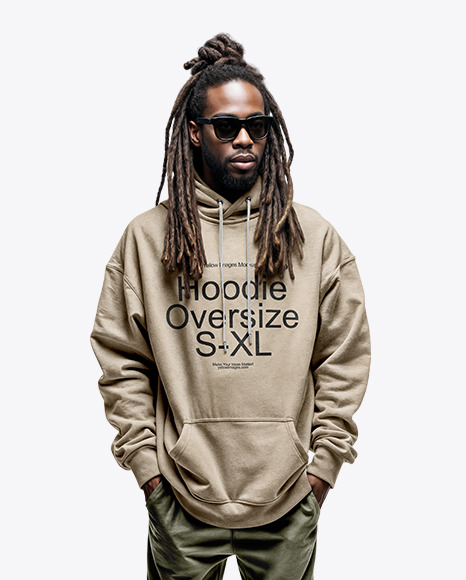 Black Man with Dreadlocks Wearing an Oversize Hoodie and Sweatpants Mockup