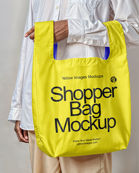 Woman Holding Cotton Shopper Bag Mockup