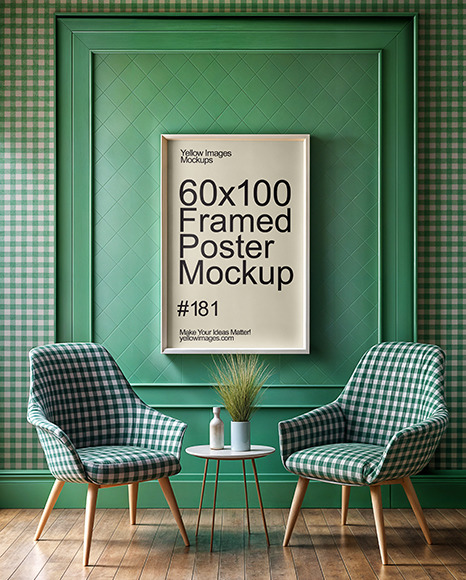 Framed Poster in a Cozy Green Interior Mockup