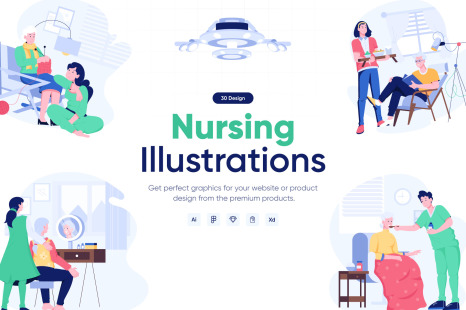 Flat Nursing Illustrations
