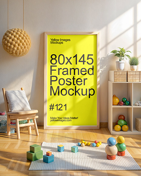 Poster with Wooden Frame in a Children's Room Mockup