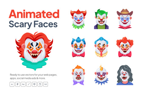 Scary Face Vector Set