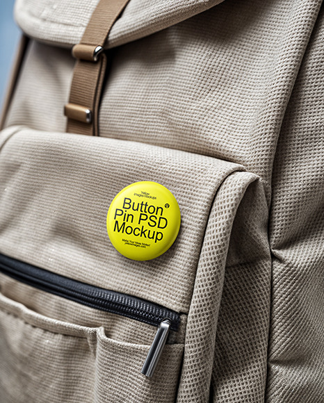 Pin-Back Button on Backpack Mockup