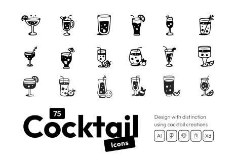 75 Cocktail Icons