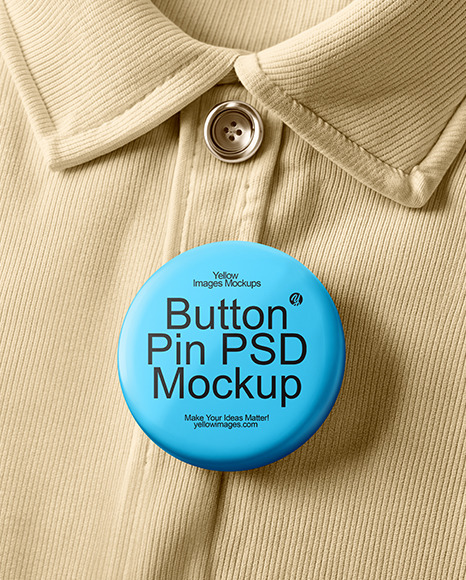 Pin-Back Button on Polo Shirt Mockup