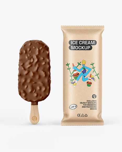 Kraft Flow Pack W/ Ice Cream Mockup